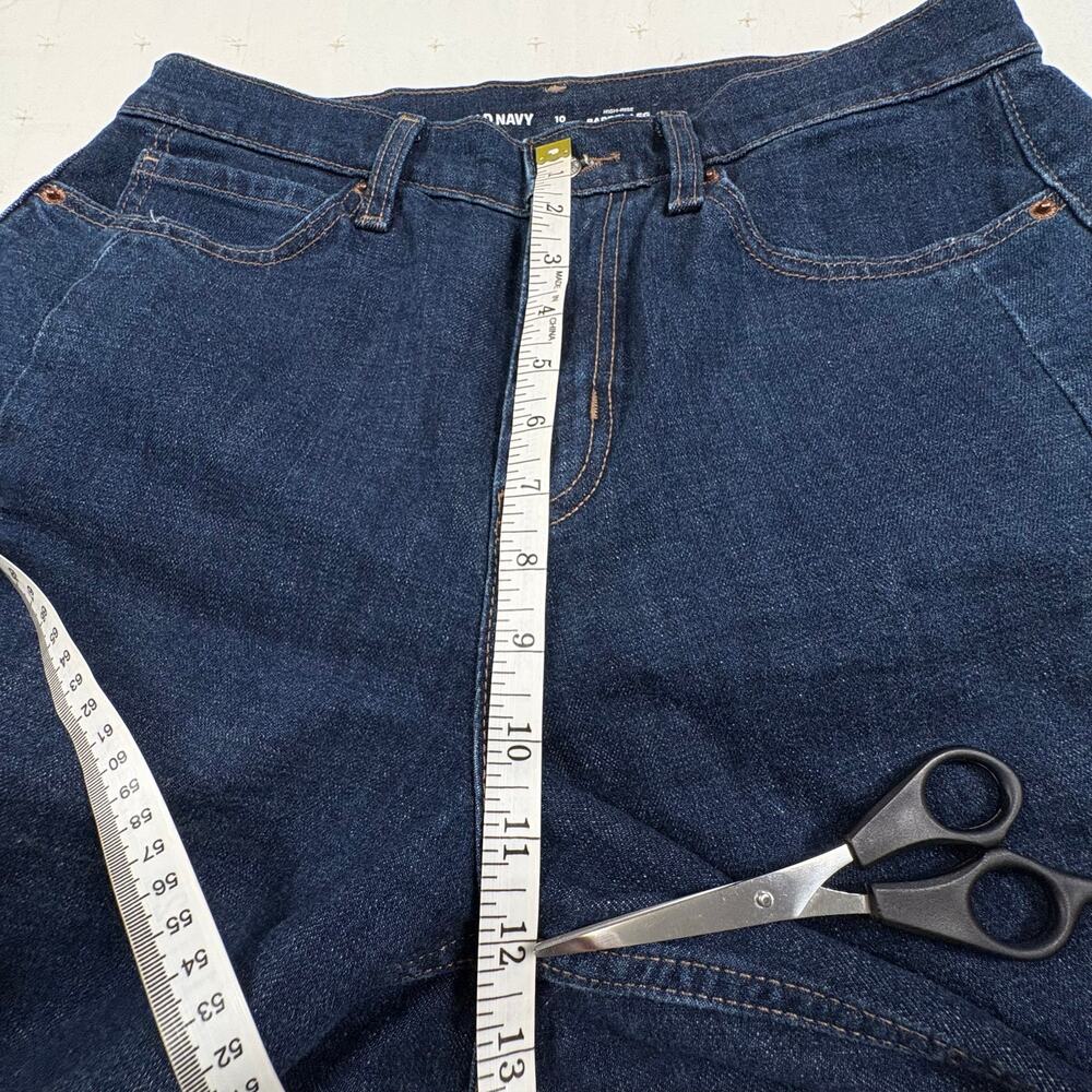 Old Navy High-Rise Barrel Leg Jeans Women's 10 Dark Blue Casual Chic - Picture 9 of 10